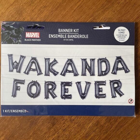 Marvel Black Panther Wakanda Forever Balloon Banner Kit 16' long - Picture 1 of 5